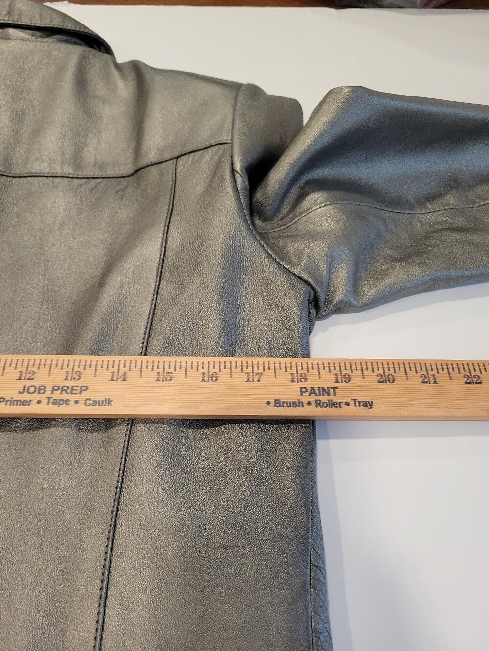 VTG Alfani Sz S Metallic Silver Genuine New Zealand Lamb Leather Zip Jacket Y2K - Picture 10 of 11